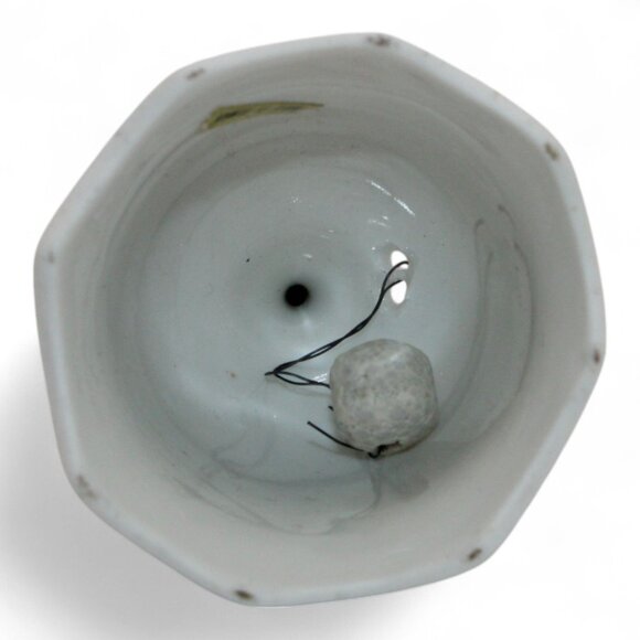 Vintage White Ceramic Bell W/ Pink Rose Design & Gold Accent Handle Made In Taiw - Picture 4 of 5